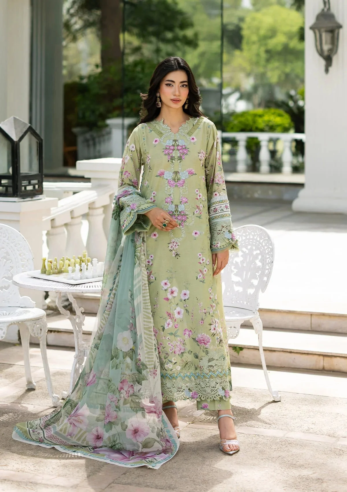 Elaf Premium Signature Embroidered Lawn Unstitched 3Pc Suit ESG-6A JADE