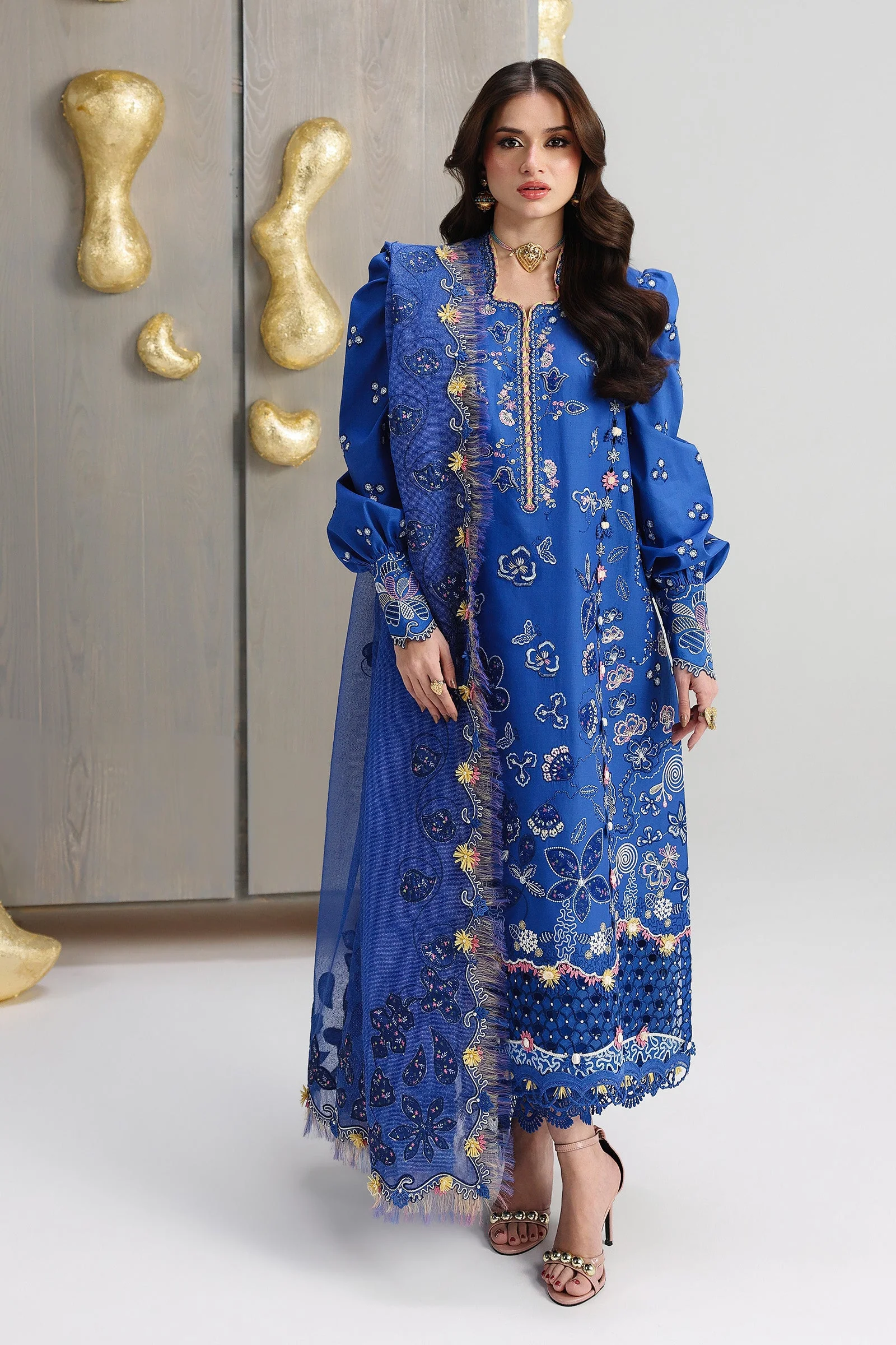Qalamkar Festive Embroidered Lawn Unstitched 3Pc Suit QFL-06 EMINA
