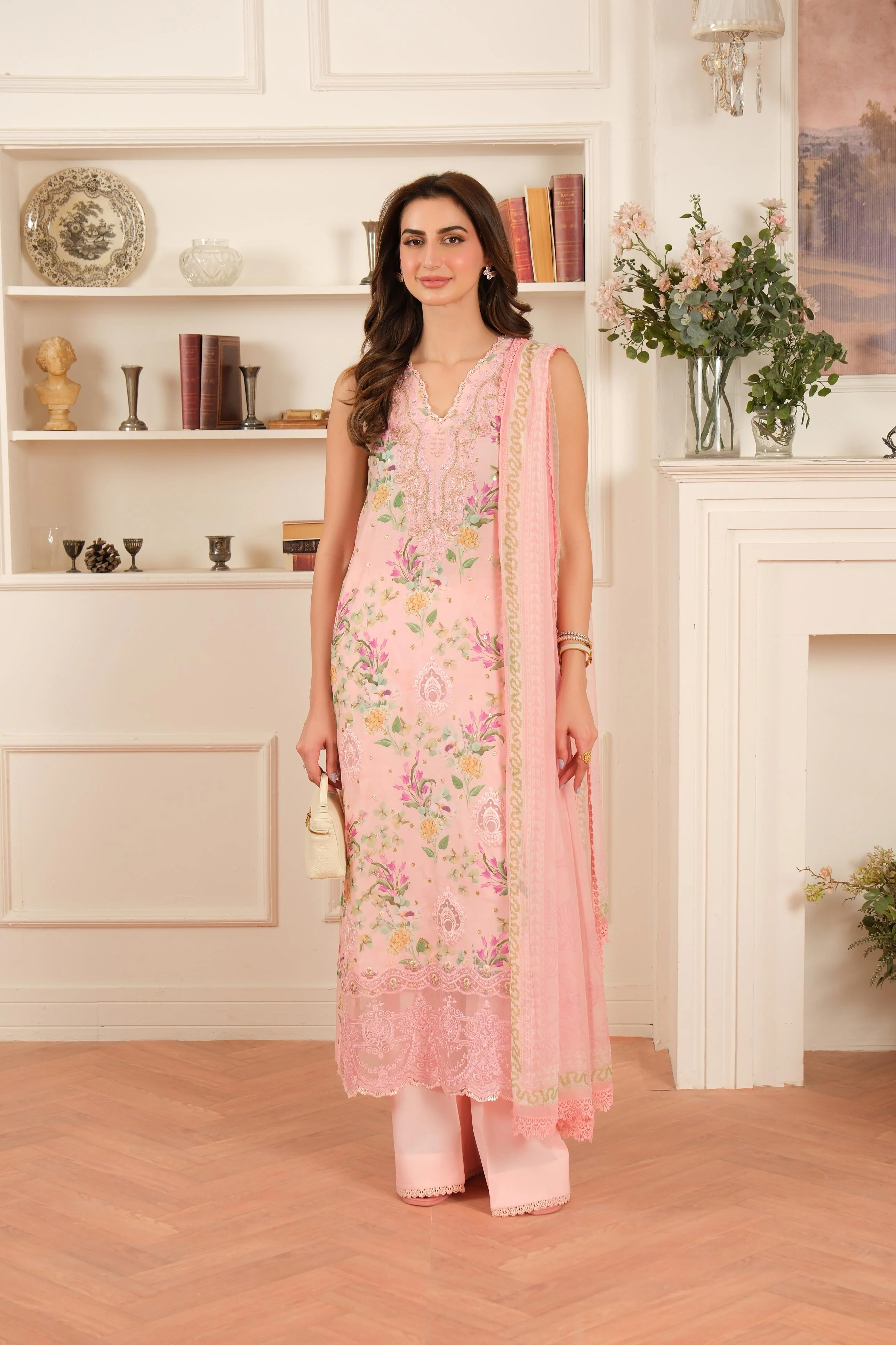 Noor by Saadia Asad Eid Luxe Chikankari Unstitched 3Pc Suit D-11
