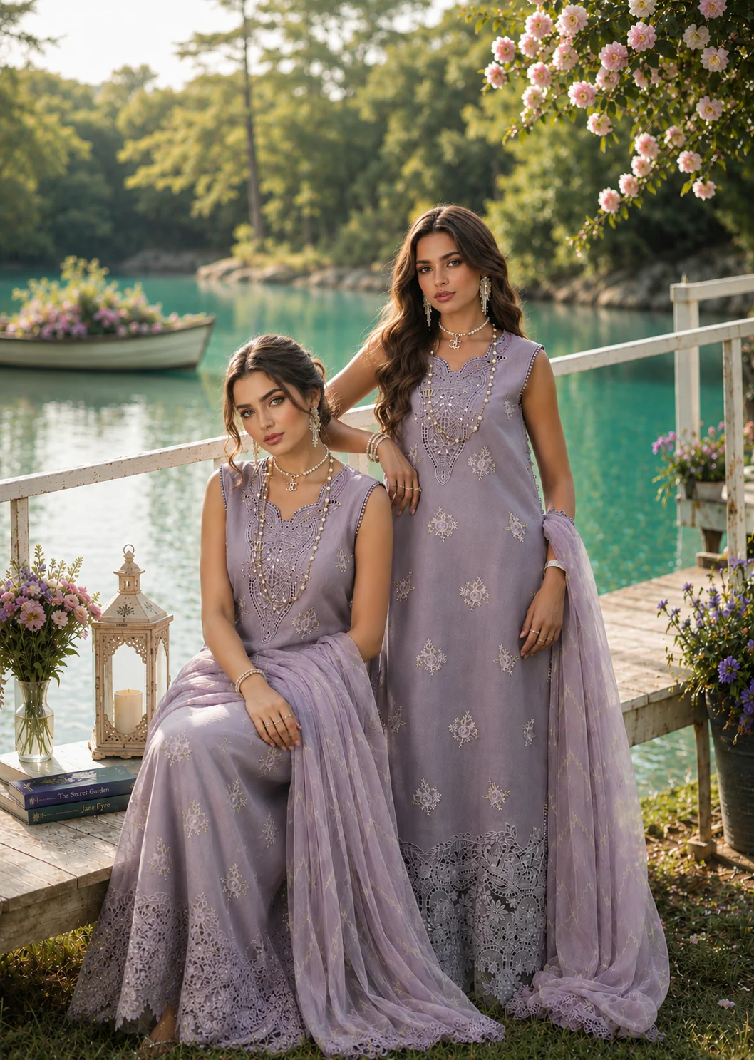 Noor by Saadia Asad Eid Luxe Printkhaas Unstitched 3Pc Suit D-04 Lavender Lights