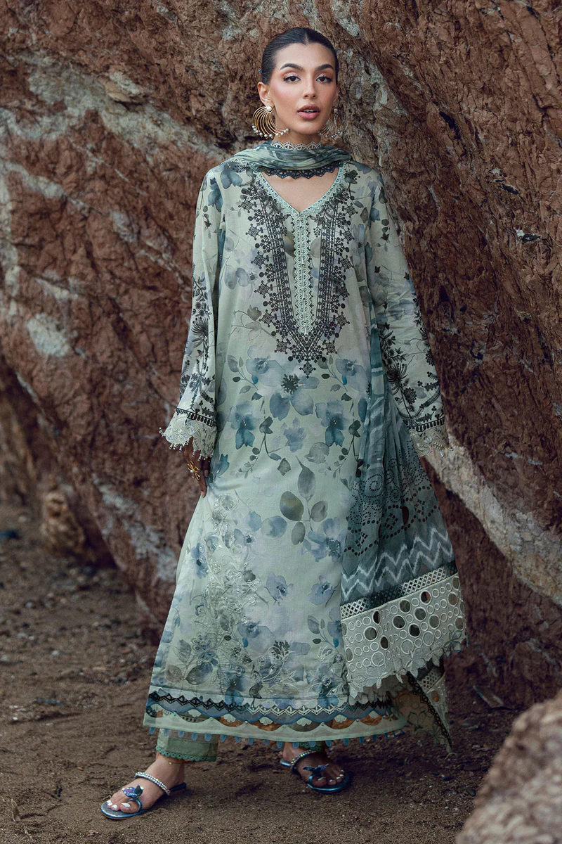 Nureh Gardenia Embroidered Printed Lawn Unstitched 3Pc Suit NSG-206
