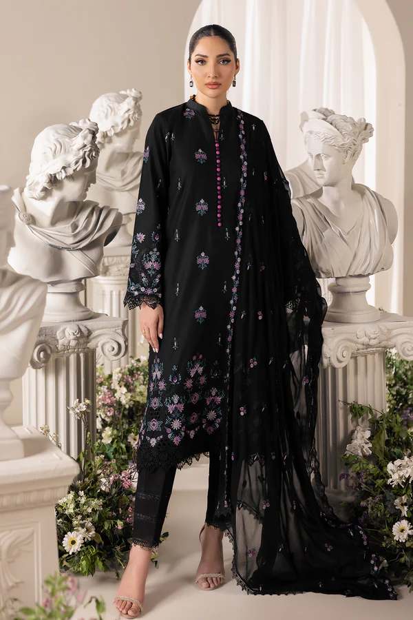 RajBari Premium Embroidered Lawn Unstitched 3Pc Suit D-01
