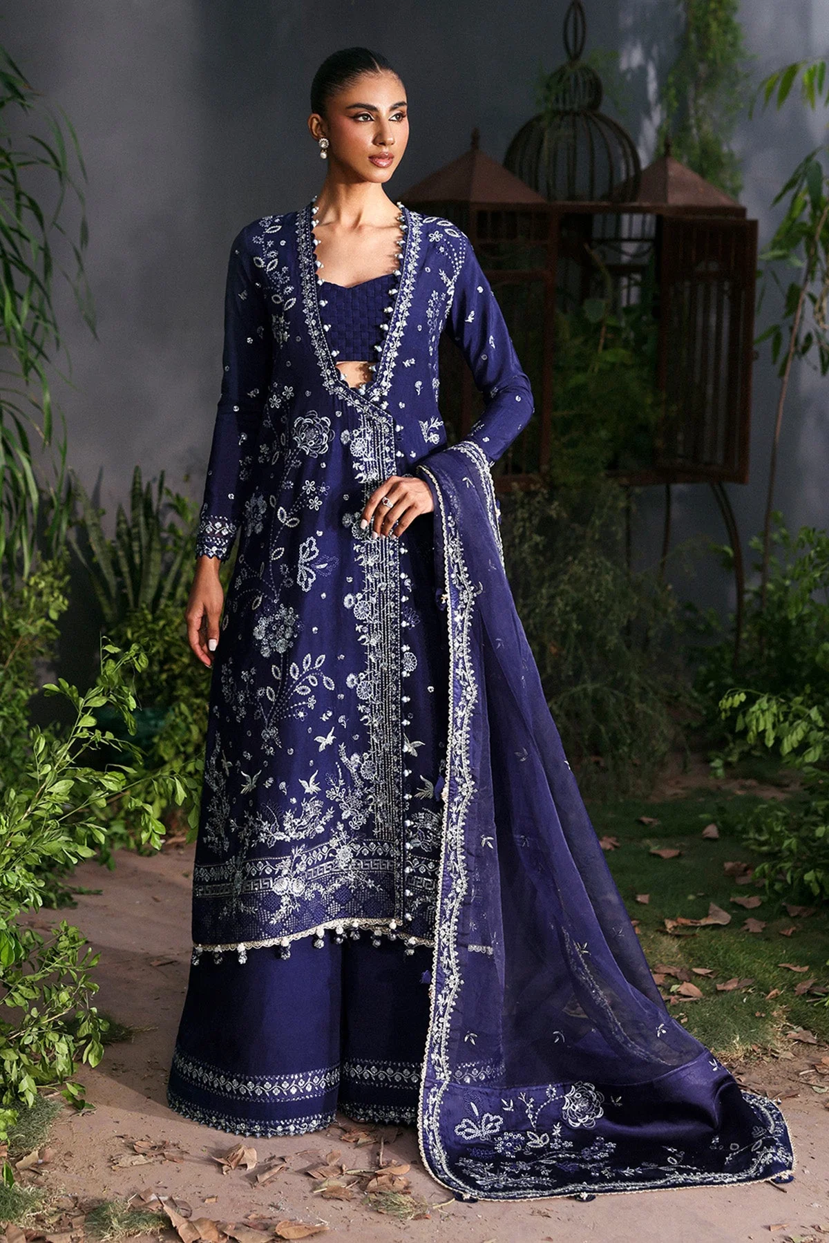 Afrozeh La Fuchsia Embroidered Raw Silk Unstitched 3Pc Suit ALF-25-V1-04 MAISON