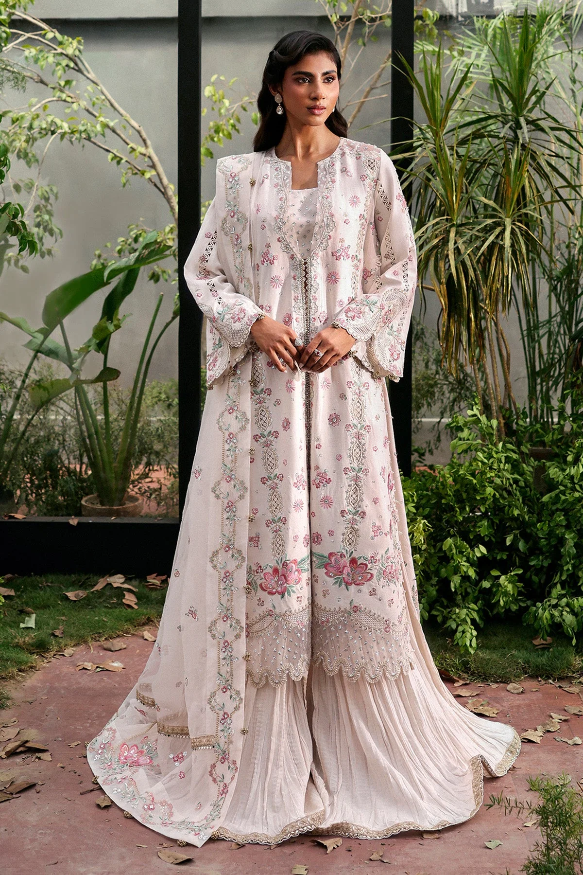 Afrozeh La Fuchsia Embroidered Raw Silk Unstitched 3Pc Suit ALF-25-V1-05 RUE