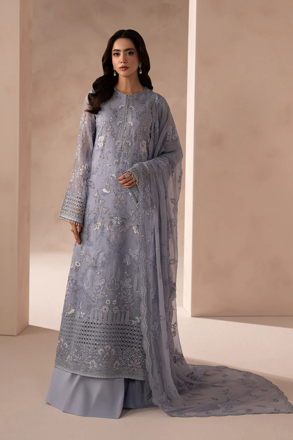 Izhar e Mohabbat by Lamisah | Unstitched Formal Chiffon Collection - 2026 (Grey Elegance)