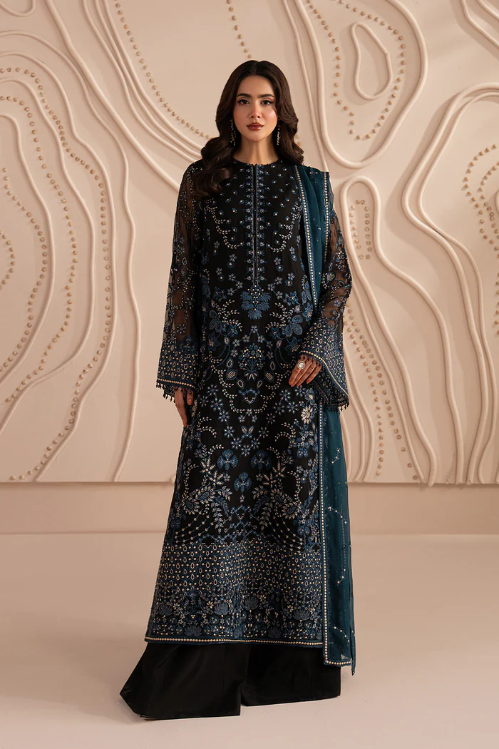 Izhar e Mohabbat by Lamisah | Unstitched Formal Chiffon Collection - 2026 (Black Noir)
