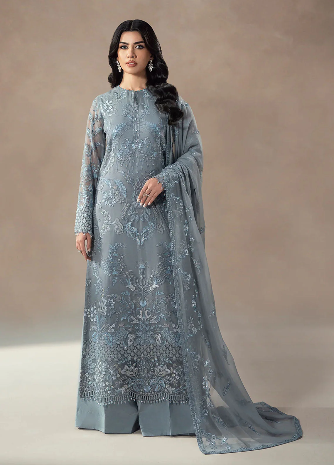 Lamisah By Lavish Premium Afsanah Embroidered Chiffon 3 Piece Unstitched Suit LP25LA D-01 MOONLIT MIST