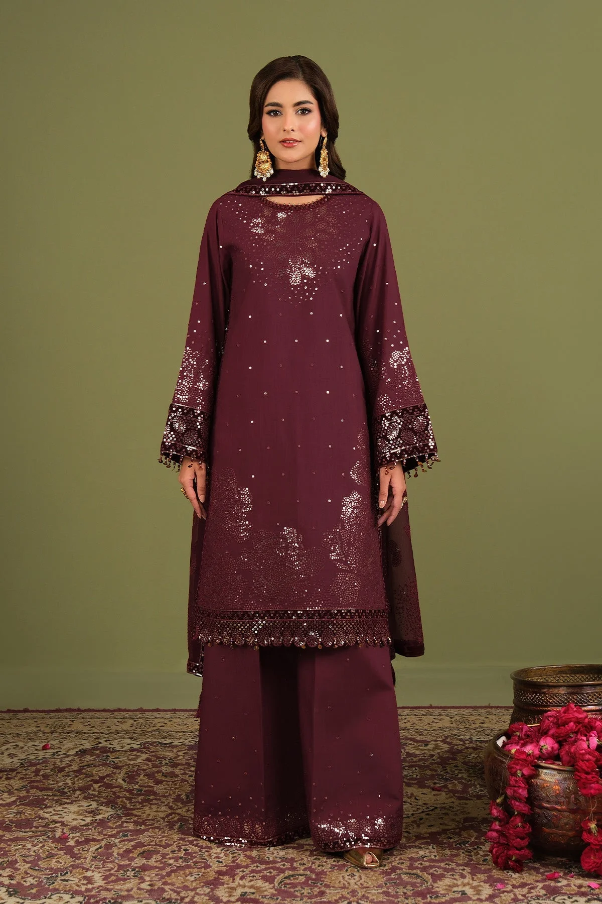 Alizeh Fashion Luxe Embroidered Raw Silk Unstitched 3Pc Suit AF-RS-16-Almas