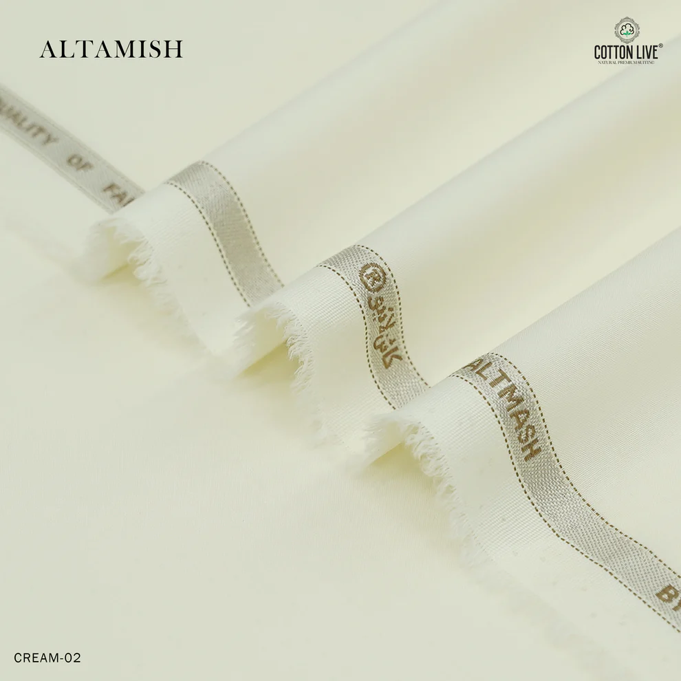 Altamish Wash N Wear Unstitched Men's Suit | CottonLive | Cream