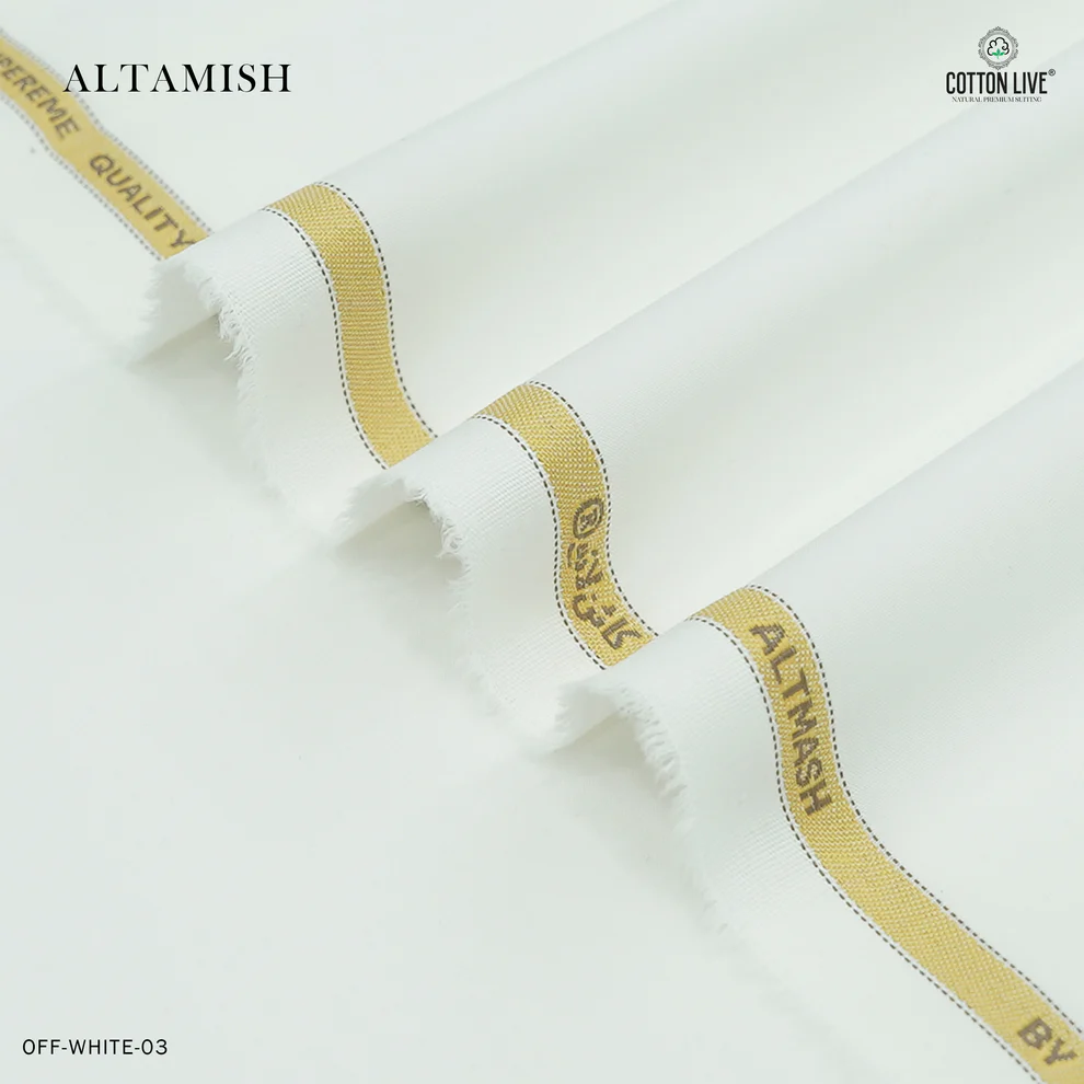Altamish Wash N Wear Unstitched Men's Suit | CottonLive | Off White