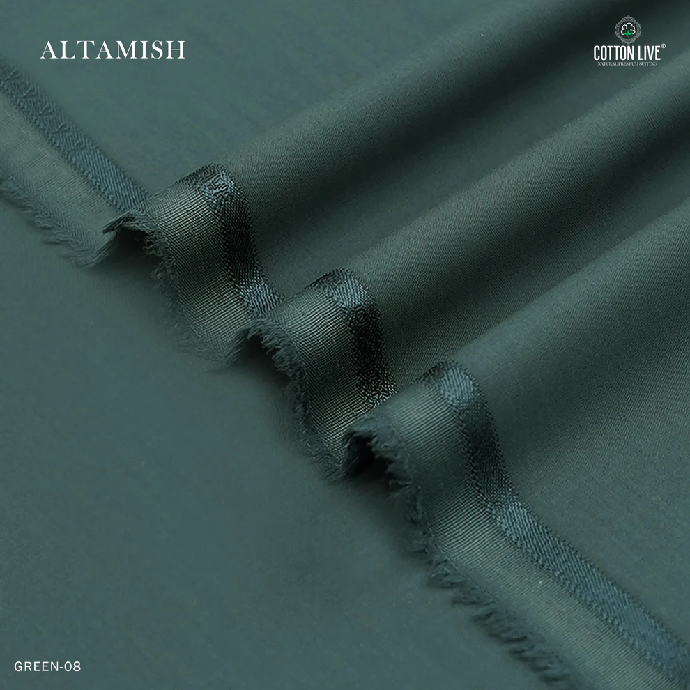 Altamish Wash N Wear Unstitched Men's Suit | CottonLive | Pantone Green
