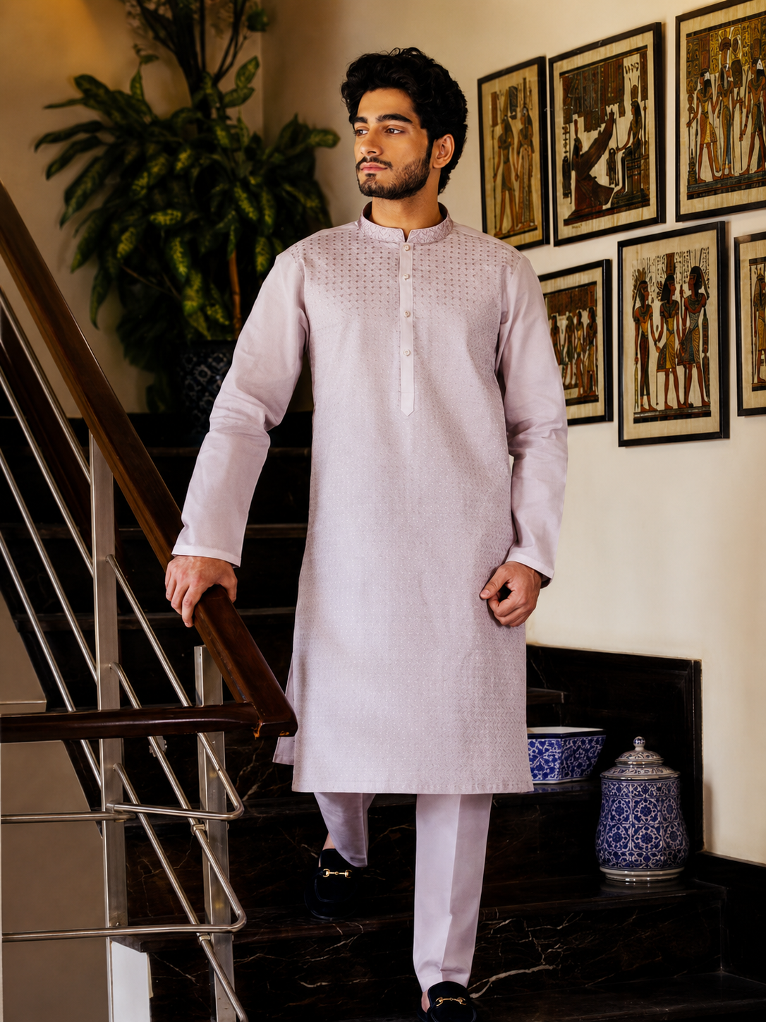 Laaj Fabrics Summer Collection Embroidery Lilac