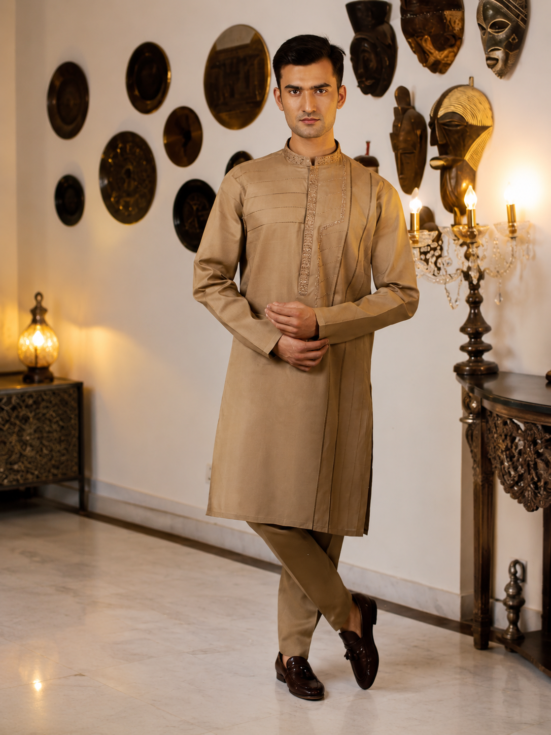 Laaj Fabrics Summer Collection Embroidery Skin Brown