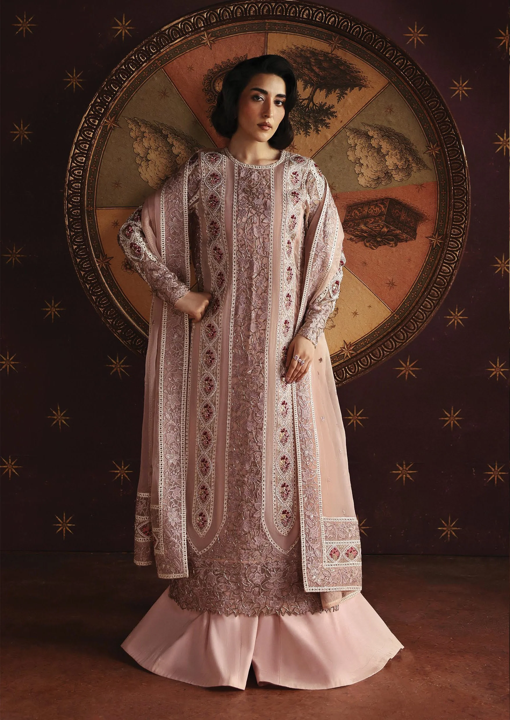 Afrozeh La Fuchsia Unstitched Formal 3Pc Suit FWU-0072 Hermit